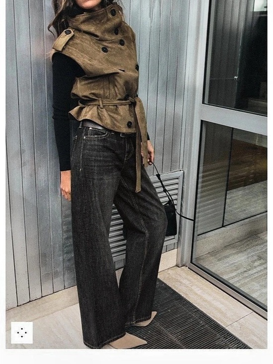 Zara Jackets & Blazers - Zara Faux Suede Belted Vest in Brown & Black